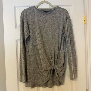 Alison Andrews Soft Knit Twist-Front Top - Gray, Medium